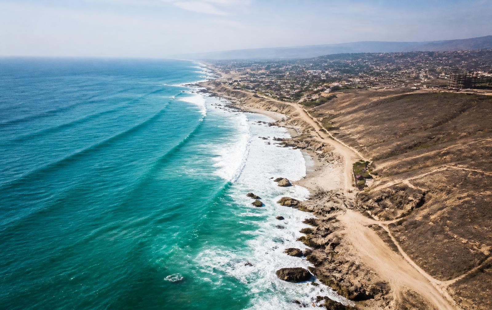 Aerial view of the Baja California coastline near Rosarito